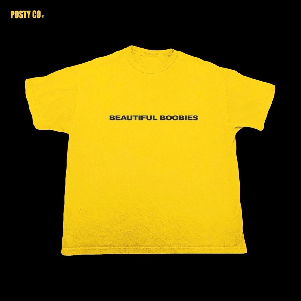 ISO Posty Co. Yellow Graphic T-Shirt post Malone beautiful boobies